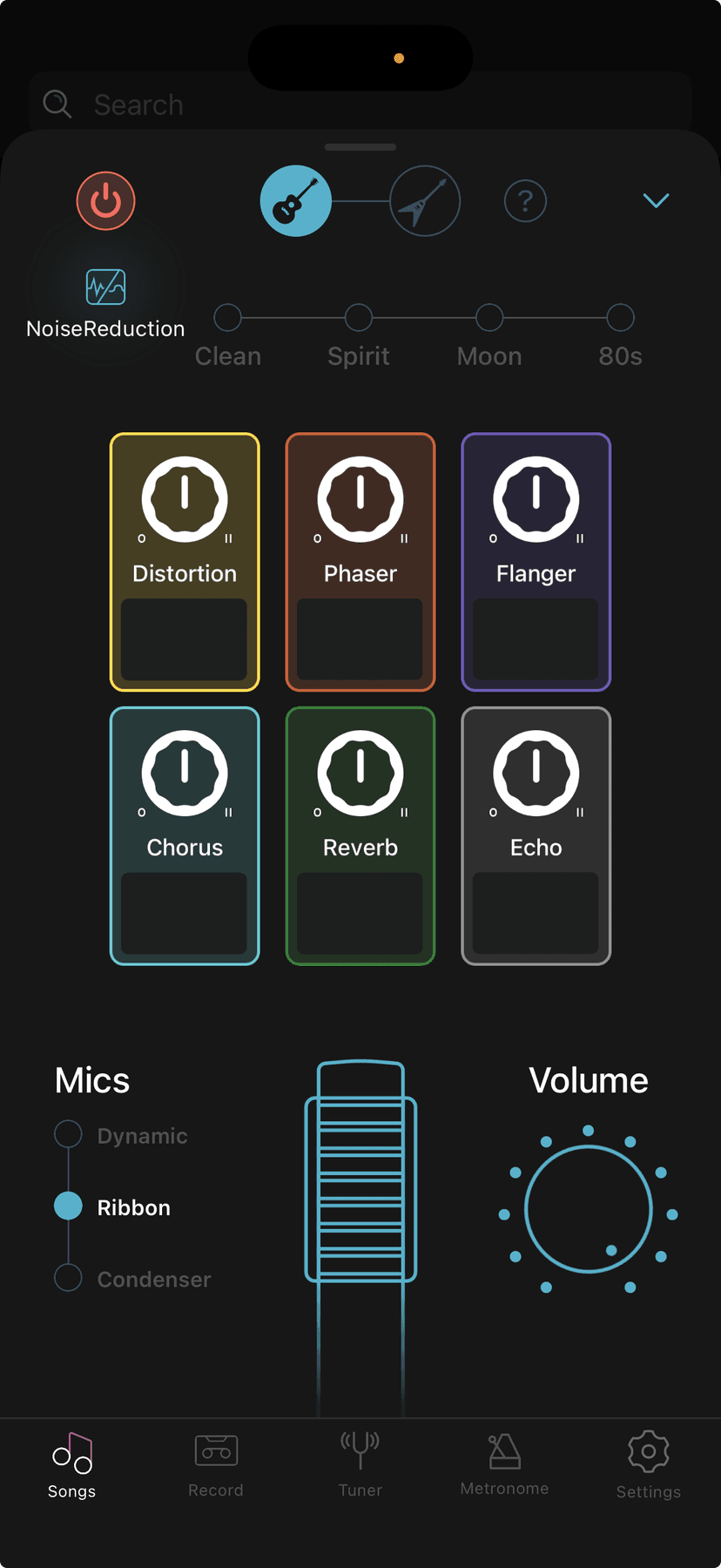 Rechords acoustic guitar digital amp and mic interface with microphone modeling and effects